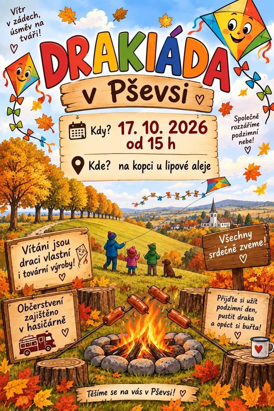 Plakát drakiády v Pševsi