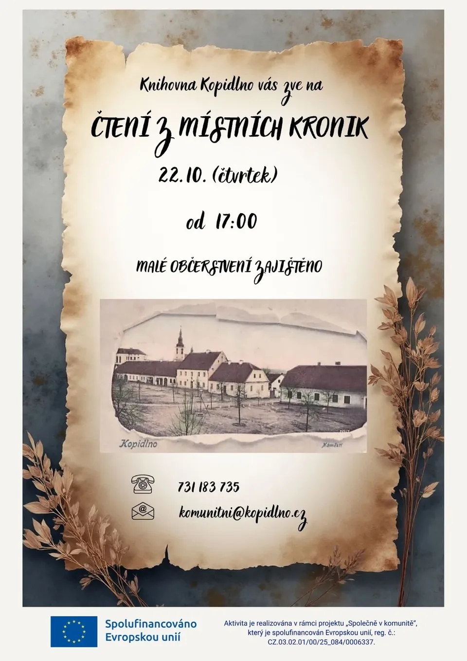 Plakát na čtení z místních kronik