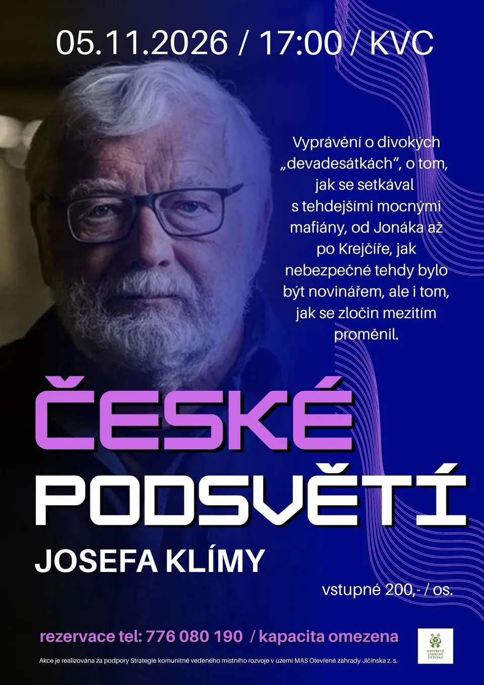 Plakát k besedě České podsvětí Josefa Klímy (foto: web města Kopidlna)